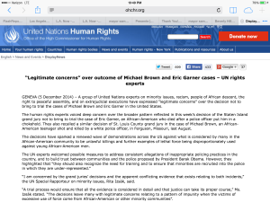 UN Human Rights Report - Michael Brown / Eric Garner Cases 