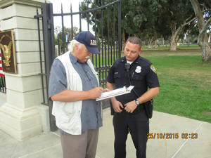 Mr. Rosebrock receives citation from VA cops